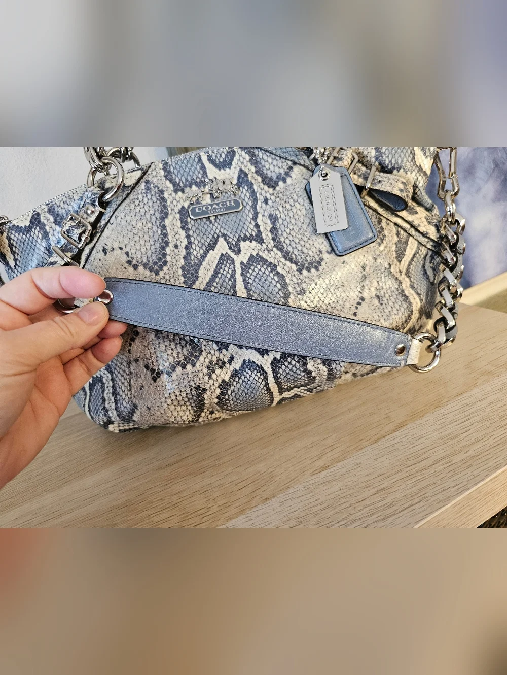 COACH Madison Python Sophia Satchel/Shoulder Bag - Picture 5 of 16